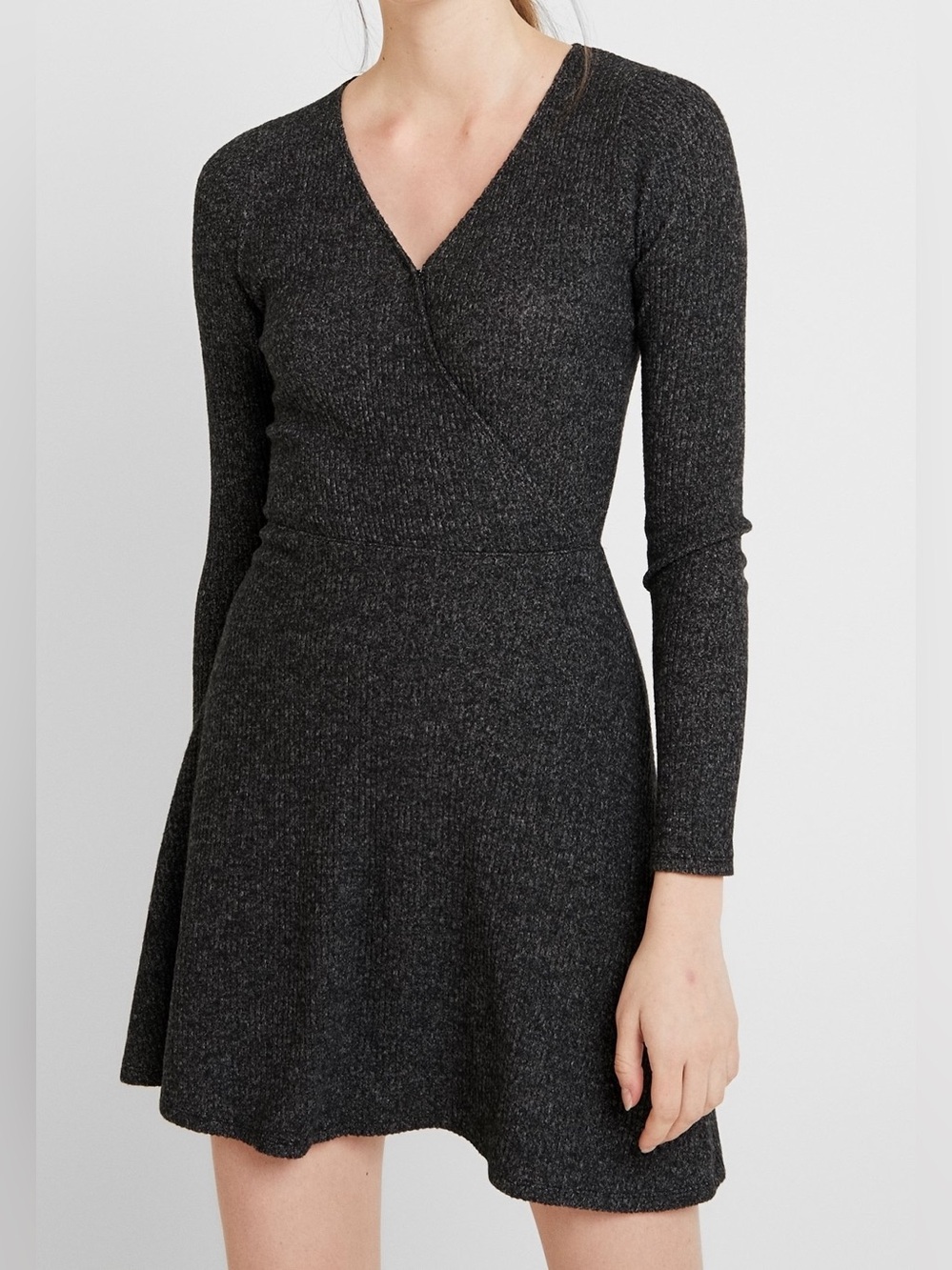 Hollister Heathered Dark Long Sleeve Knit Sweater Dress - Womens Size L - NWOT